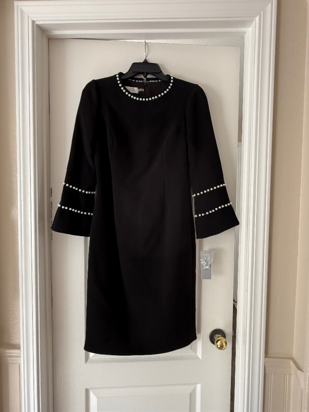 Rickie Freeman for Teri Jon Pearly Trim Stretch Crepe Dress NWT Size 4